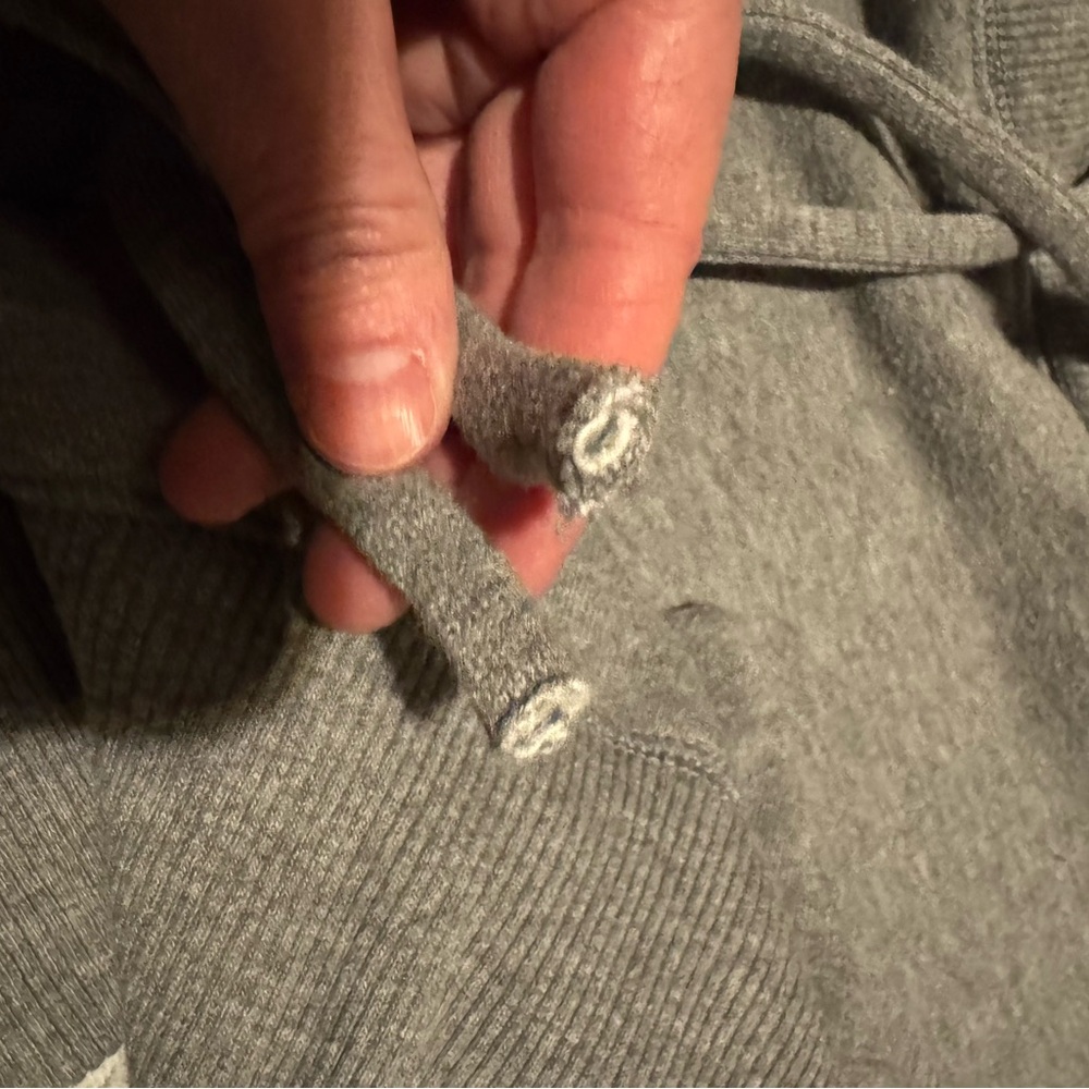 Aerie Gray Women’s Off the Shoulder Sweatshirt with Raw Edge Ties - Picture 6 of 6